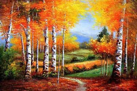 fall landscape painting ideas|realistic autumn painting.